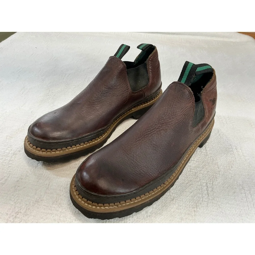 Georgia Boot Romeo Mens 12‎ Dark Brown Leather Slip On Work Shoes GR262 Lug Sole